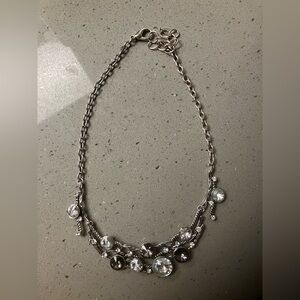 Elegant Faux Silver Necklace with Crystal Accents